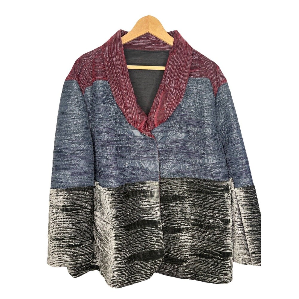 Shamask NWOT Silk Velvet Brocade Metallic Evening Lux Jacket Eskandar 3 XL 16 18